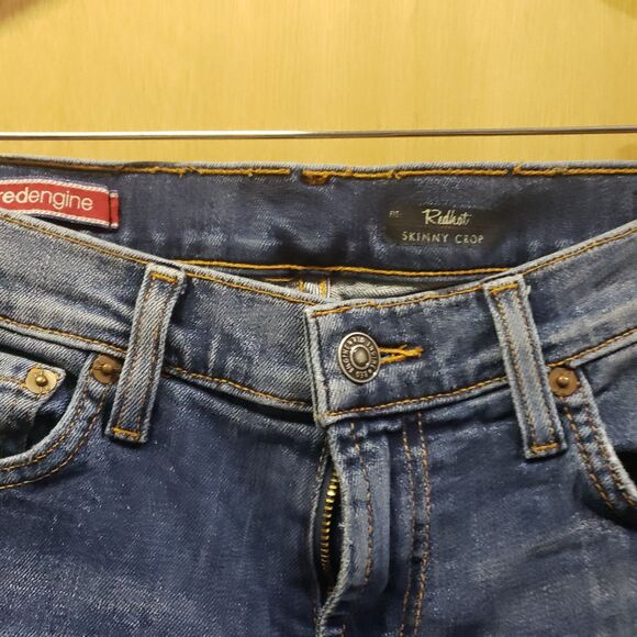 Vintage Red Engine Jeans Womens Size 29 Denim Skinny Crop LLL - Picture 2 of 6
